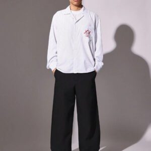 SUMWON Chemise bouton classique manches longues Sumwon Premium à fines rayures, coupe classique, professionnelle et de bureau, ajustement régulier, légère, col, marque de créateur, pour l'automne et l'hiver
