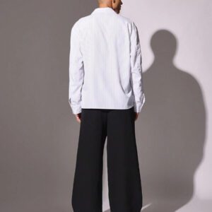 SUMWON Chemise bouton classique manches longues Sumwon Premium à fines rayures, coupe classique, professionnelle et de bureau, ajustement régulier, légère, col, marque de créateur, pour l'automne et l'hiver