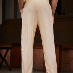 Manfinity Homme Pantalon long décontracté en lin avec cordon de serrage pour homme avec poches pour vacances d'été