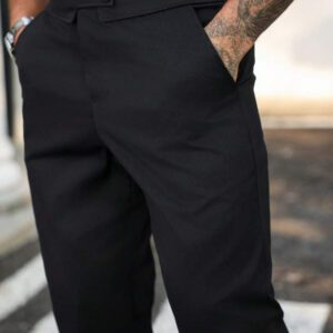 Manfinity Homme Pantalon fuselé pour homme de couleur unie simple et décontracté avec poche oblique, convient pour le trajet domicile-travail