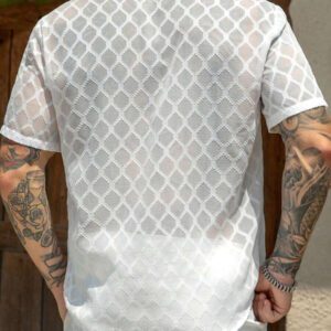 Manfinity RSRT Chemise décontractée texturée à simple boutonnage et manches courtes pour homme, été
