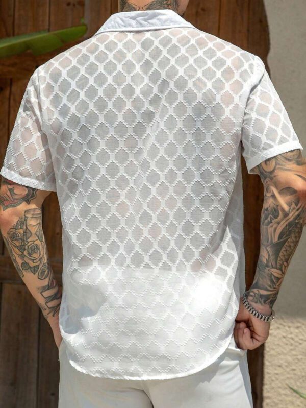 Manfinity RSRT Chemise décontractée texturée à simple boutonnage et manches courtes pour homme, été – Image 3