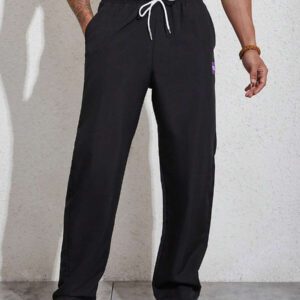 Manfinity Homme Homme Pantalon À Applique Lettre À Cordon
