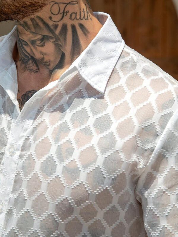 Manfinity RSRT Chemise décontractée texturée à simple boutonnage et manches courtes pour homme, été – Image 9