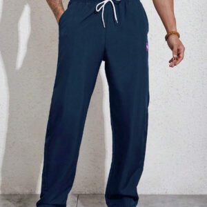 Manfinity Homme Homme Pantalon À Applique Lettre À Cordon