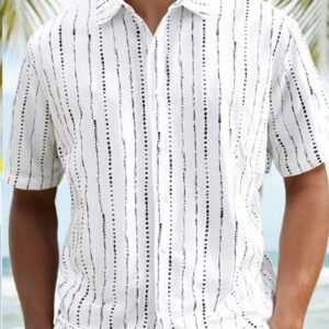 Manfinity VCAY Chemise à manches courtes décontractée à rayures tressées pour hommes