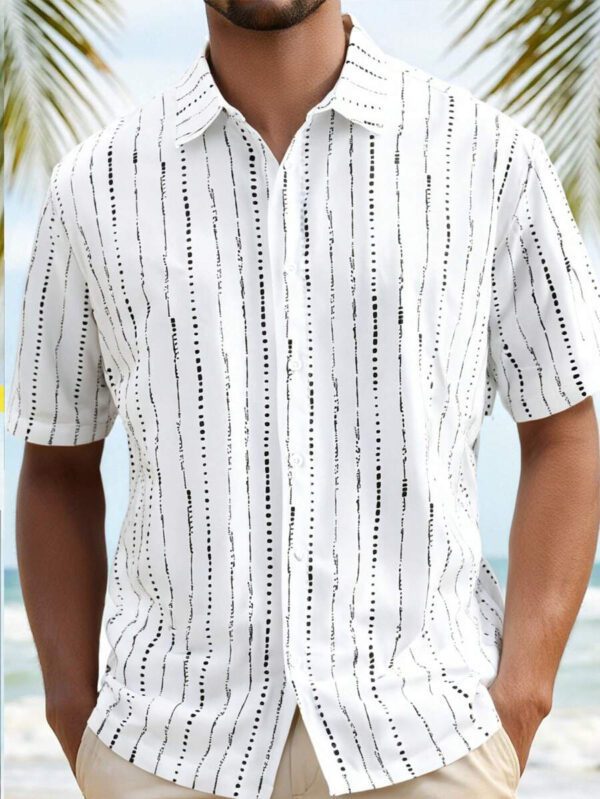 Manfinity VCAY Chemise à manches courtes décontractée à rayures tressées pour hommes – Image 2