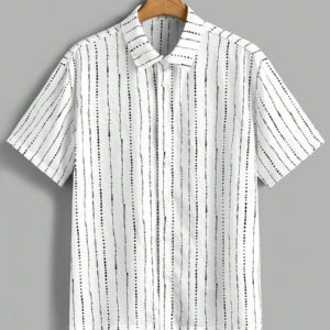Manfinity VCAY Chemise à manches courtes décontractée à rayures tressées pour hommes