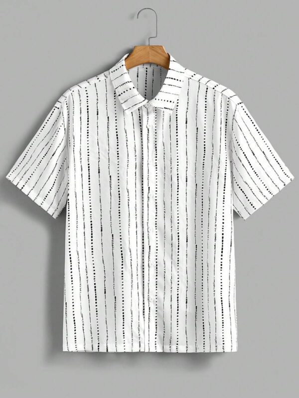 Manfinity VCAY Chemise à manches courtes décontractée à rayures tressées pour hommes – Image 3