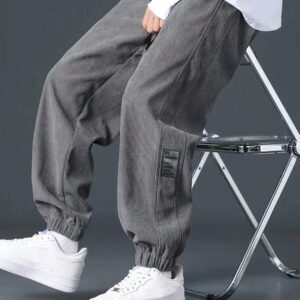 Manfinity Hypemode Pantalon décontracté ample en coton avec cordon de serrage et appliqués, pour hommes