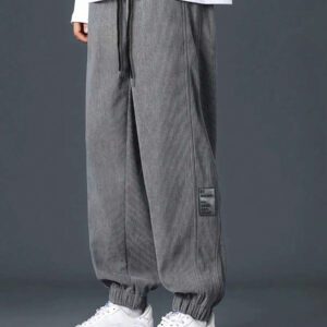Manfinity Hypemode Pantalon décontracté ample en coton avec cordon de serrage et appliqués, pour hommes