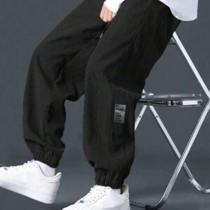 Manfinity Hypemode Pantalon décontracté ample en coton avec cordon de serrage et appliqués, pour hommes