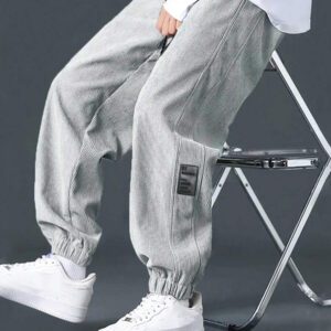 Manfinity Hypemode Pantalon décontracté ample en coton avec cordon de serrage et appliqués, pour hommes