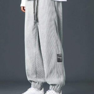 Manfinity Hypemode Pantalon décontracté ample en coton avec cordon de serrage et appliqués, pour hommes