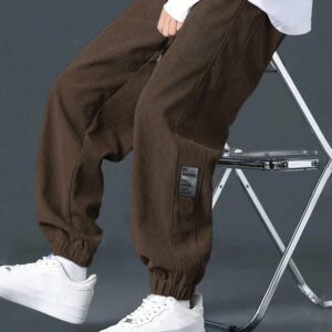 Manfinity Hypemode Pantalon décontracté ample en coton avec cordon de serrage et appliqués, pour hommes