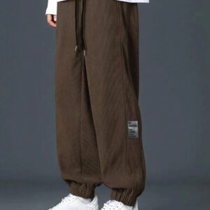Manfinity Hypemode Pantalon décontracté ample en coton avec cordon de serrage et appliqués, pour hommes