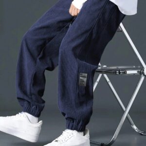 Manfinity Hypemode Pantalon décontracté ample en coton avec cordon de serrage et appliqués, pour hommes