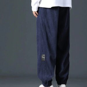Manfinity Hypemode Pantalon décontracté ample en coton avec cordon de serrage et appliqués, pour hommes