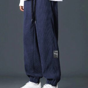 Manfinity Hypemode Pantalon décontracté ample en coton avec cordon de serrage et appliqués, pour hommes