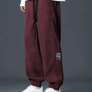 Manfinity Hypemode Pantalon décontracté ample en coton avec cordon de serrage et appliqués, pour hommes