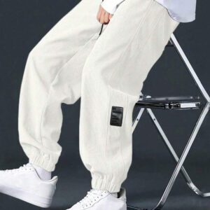 Manfinity Hypemode Pantalon décontracté ample en coton avec cordon de serrage et appliqués, pour hommes