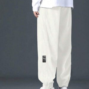 Manfinity Hypemode Pantalon décontracté ample en coton avec cordon de serrage et appliqués, pour hommes