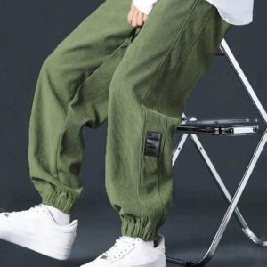 Manfinity Hypemode Pantalon décontracté ample en coton avec cordon de serrage et appliqués, pour hommes