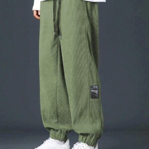 Manfinity Hypemode Pantalon décontracté ample en coton avec cordon de serrage et appliqués, pour hommes