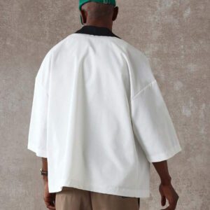 SUMWON Chemise à manches courtes décontractée avec col boutonné, détails contrastés. Style streetwear d'été, coupe oversize, style bowling . Collection premium brésilienne
