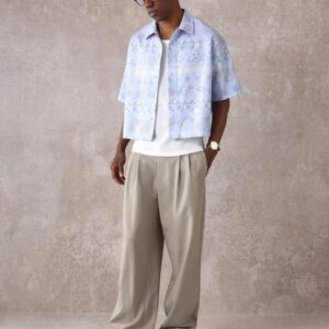 SUMWON Chemise décontractée à manches courtes avec motif cachemire vintage pour le printemps et l'été. Portée de manière décontractée pour les vacances, les festivals, les fêtes et le style de rue.