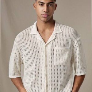 Manfinity VCAY Chemise décontractée tricotée ample à manches courtes pour hommes, mode pour une utilisation quotidienne