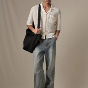 Manfinity VCAY Chemise décontractée tricotée ample à manches courtes pour hommes, mode pour une utilisation quotidienne
