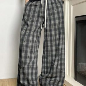 Manfinity Hypemode Pantalon patchwork à carreaux rétro, pantalon ample et ample unisexe, pantalon casual et polyvalent