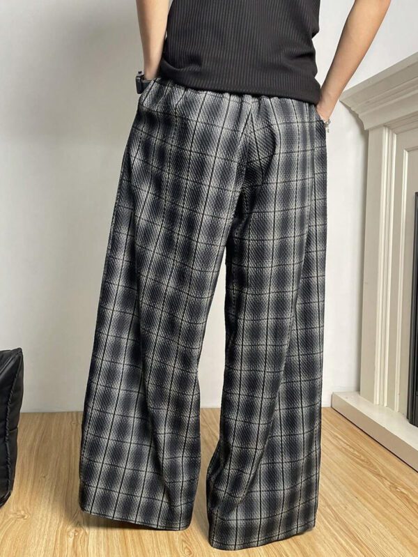 Manfinity Hypemode Pantalon patchwork à carreaux rétro, pantalon ample et ample unisexe, pantalon casual et polyvalent – Image 3