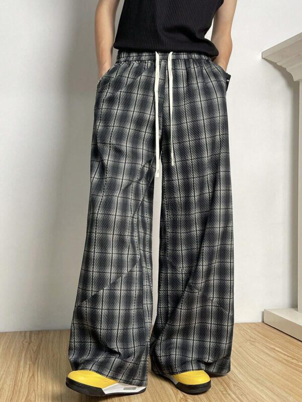 Manfinity Hypemode Pantalon patchwork à carreaux rétro, pantalon ample et ample unisexe, pantalon casual et polyvalent – Image 5