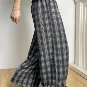 Manfinity Hypemode Pantalon patchwork à carreaux rétro, pantalon ample et ample unisexe, pantalon casual et polyvalent