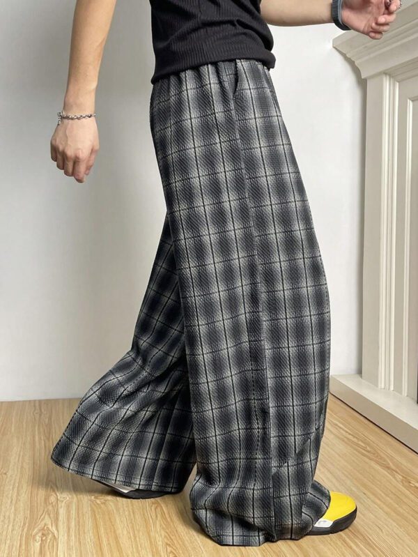 Manfinity Hypemode Pantalon patchwork à carreaux rétro, pantalon ample et ample unisexe, pantalon casual et polyvalent – Image 6
