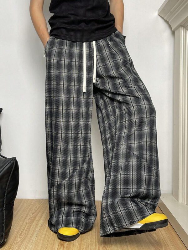 Manfinity Hypemode Pantalon patchwork à carreaux rétro, pantalon ample et ample unisexe, pantalon casual et polyvalent – Image 7