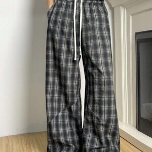 Manfinity Hypemode Pantalon patchwork à carreaux rétro, pantalon ample et ample unisexe, pantalon casual et polyvalent