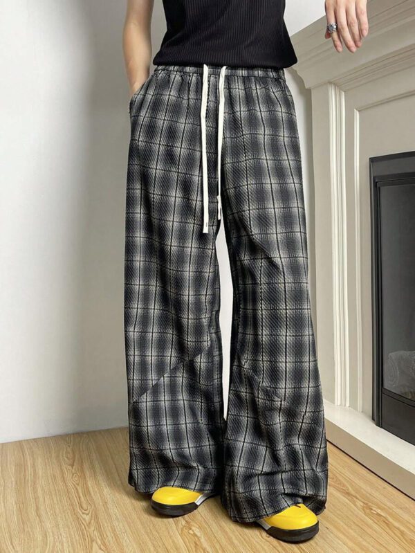 Manfinity Hypemode Pantalon patchwork à carreaux rétro, pantalon ample et ample unisexe, pantalon casual et polyvalent – Image 8
