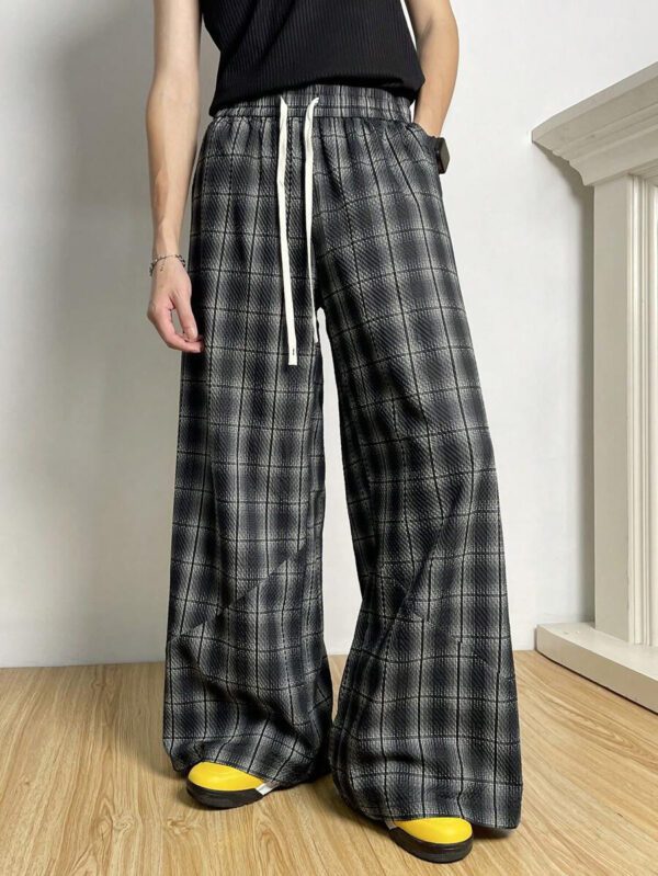 Manfinity Hypemode Pantalon patchwork à carreaux rétro, pantalon ample et ample unisexe, pantalon casual et polyvalent – Image 9