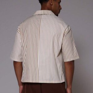Musero Chemise boutonnée à manches courtes surdimensionnée à rayures bicolores