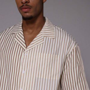 Musero Chemise boutonnée à manches courtes surdimensionnée à rayures bicolores
