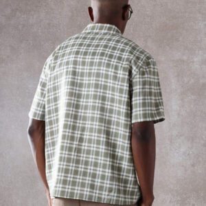 SUMWON Chemise slim ajustée classique à boutons col châle. Carreaux d'été et de printemps. Vêtement casual de bureau, manches courtes, respirante. Chemise de travail à carreaux professionnelle et décontractée