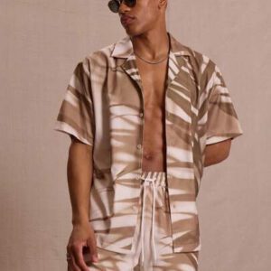 Musero Chemise à manches courtes imprimée avec boutons et col, idéale pour le printemps, l'été, les vacances et Pâques, style de rue