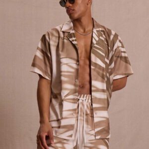 Musero Chemise à manches courtes imprimée avec boutons et col, idéale pour le printemps, l'été, les vacances et Pâques, style de rue