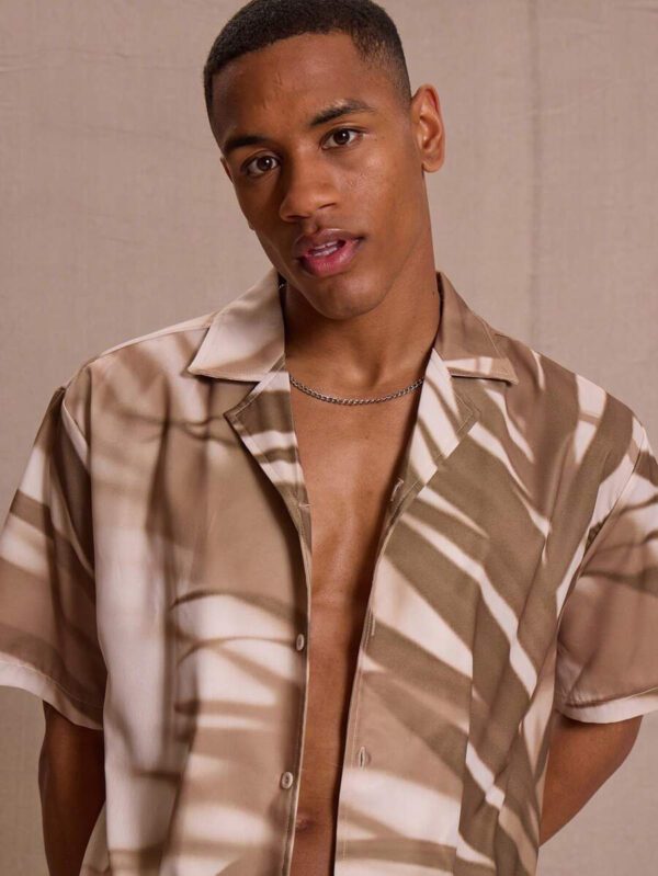 Musero Chemise à manches courtes imprimée avec boutons et col, idéale pour le printemps, l'été, les vacances et Pâques, style de rue – Image 5