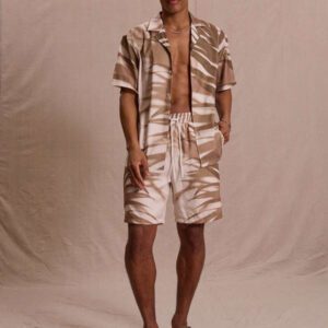 Musero Chemise à manches courtes imprimée avec boutons et col, idéale pour le printemps, l'été, les vacances et Pâques, style de rue