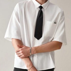 SWAVVY Chemise décontractée et polyvalente de couleur unie pour hommes