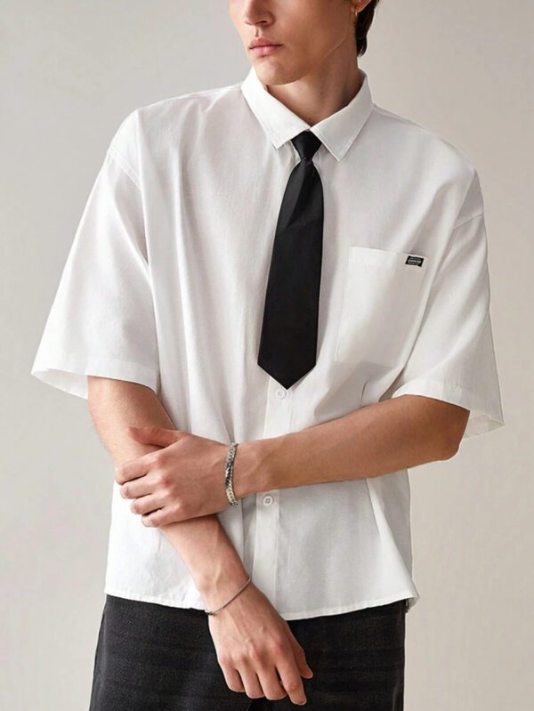 SWAVVY Chemise décontractée et polyvalente de couleur unie pour hommes – Image 2